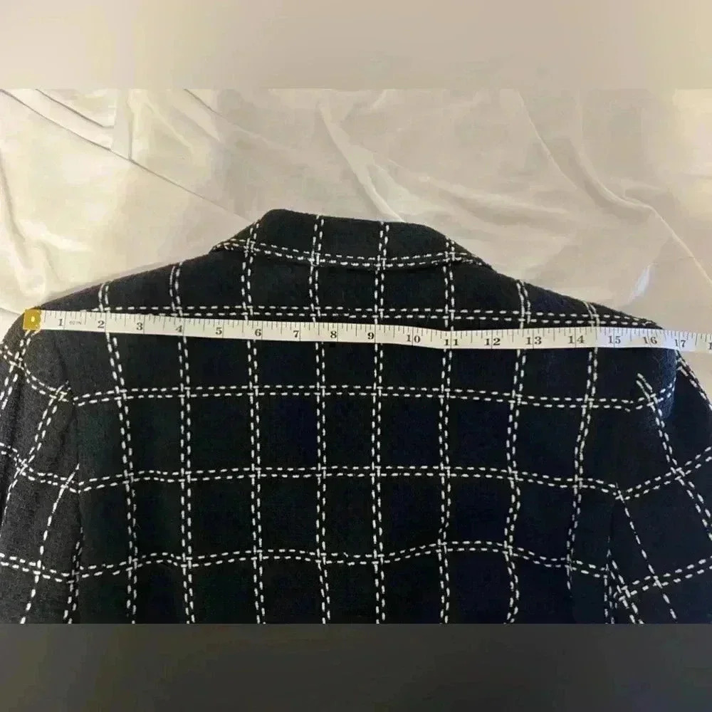 Women Moiselle Vintage Black Plaid Blazer/ Jacket- Wool - Picture 13 of 13
